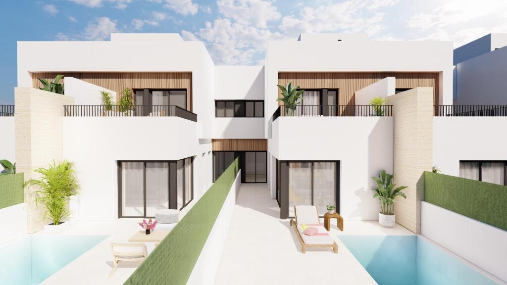 Elegantes villas adosadas de obra nueva con piscina privada cerca del mar en Santiago de la Ribera