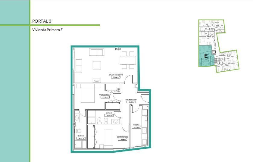 PISO DE DOS DORMITORIOS Y DOS BAÑOS